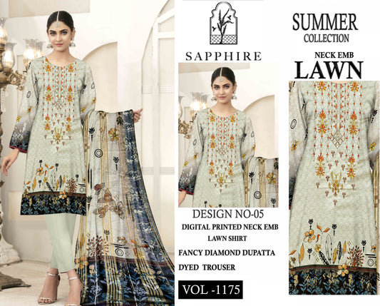 Sapphire neck embroidery 3pc