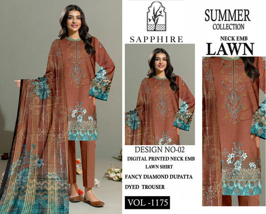 Sapphire neck embroidery 3pc